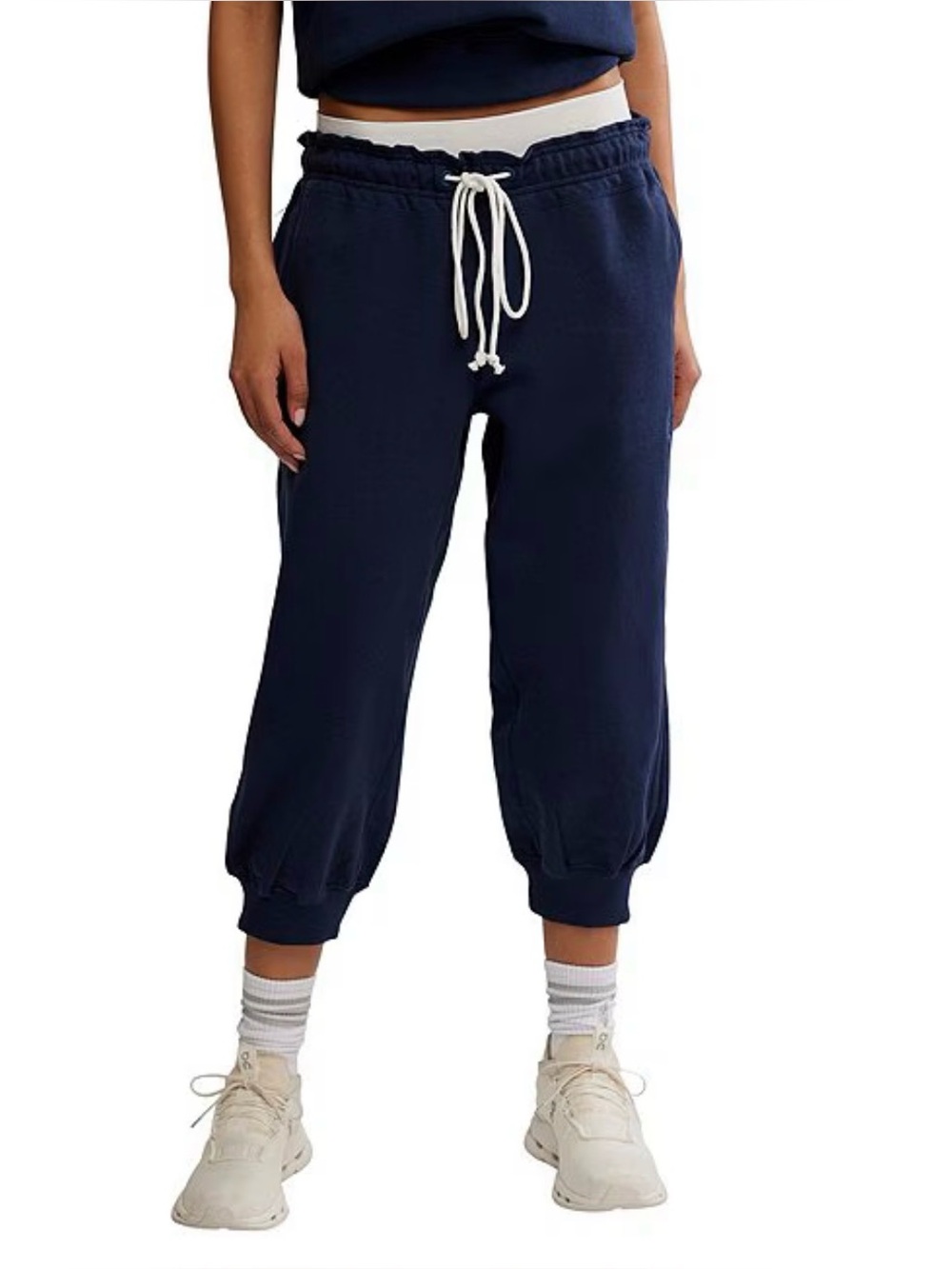 Free People Movement Flutter Cropped Joggers in Navy